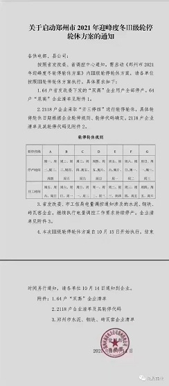鄭州已經發布迎峰度冬Ⅲ級輪停輪休方案 鄭州已經發布迎峰度冬Ⅲ級輪停輪休方案