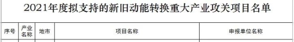 山東省新舊動能轉換攻關項目