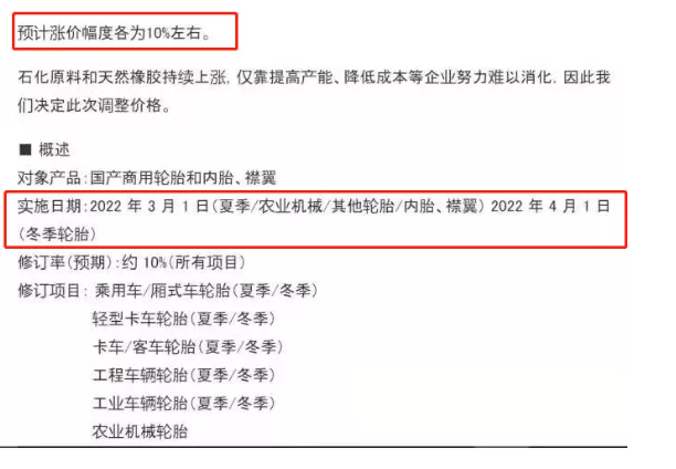 住友橡膠在日本發布了漲價通知 住友橡膠在日本發布了漲價通知