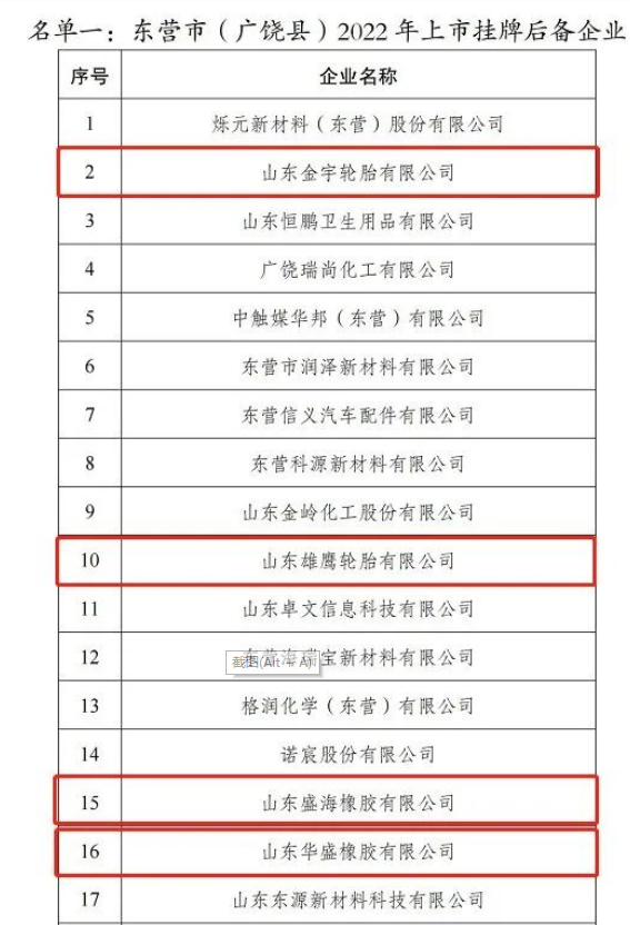 廣饒多家輪胎企業納入上市掛牌后備庫 廣饒多家輪胎企業納入上市掛牌后備庫