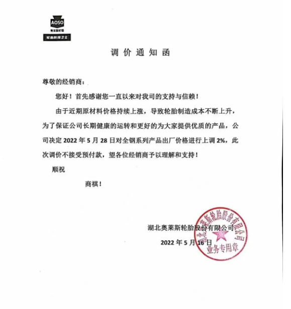 輪胎漲價
