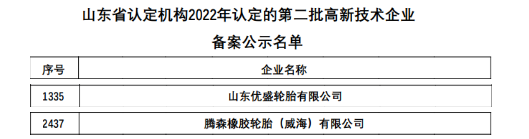 最新:六家輪胎入選高新企業! 最新:六家輪胎入選高新企業!