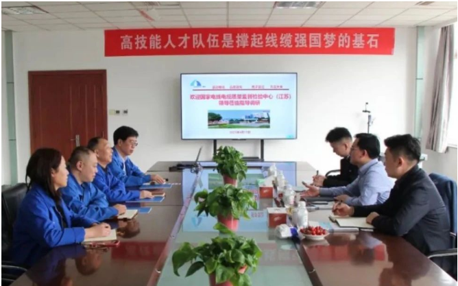 國家電線電纜質量檢驗檢測中心(江蘇)吳江主任一行蒞臨青島豪邁電纜集團有限公司進行考察調研。雙方就品質管理、檢驗試驗能力等方面展開交流。